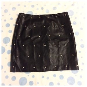 Faux Leather Studded Skirt by Forever21